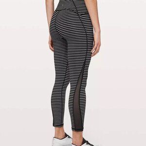NEW Lululemon Train Times Pant Leggings 25" Parallel Stripe Black White Size 8